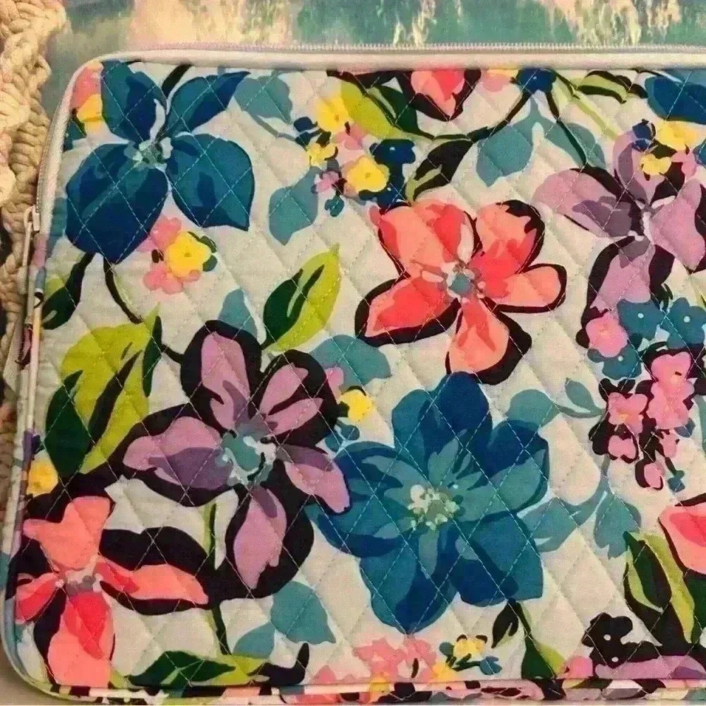 Vera Bradley Blue Pink Purple Floral Laptop Zippered Case